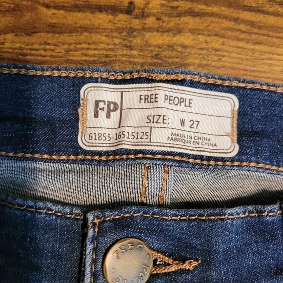 Free People Jeans 27 Great Heights Skinny Fray Fringe Hem Stretch Denim - Picture 3 of 10